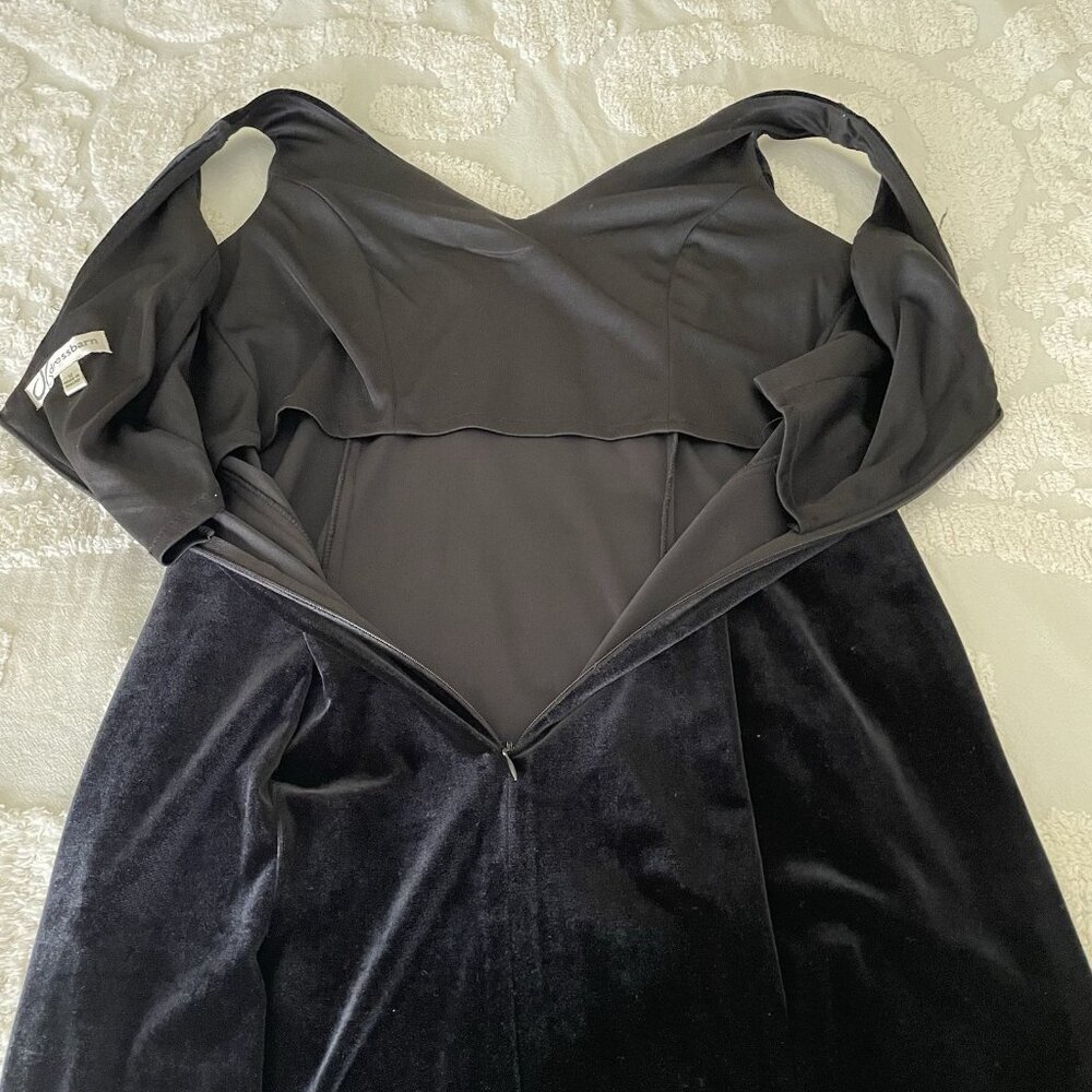 VTG Dressbarn Black Velvet Maxi Dress Scarf Hem Whimsigoth Fairy Grunge Sz 12 - Picture 14 of 16